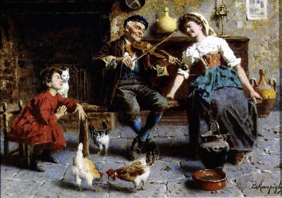Old Man Playing the Fiddle by Eugenio Zampighi
