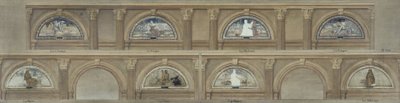 Sketch for the dining room of the Hôtel de Ville de Paris: The Fields. The Orchard. The Flowerbed. The Vegetable Garden. Fishing. Hunting. The Farm. The Pasture, circa 1891 by Eugène Martial Simas