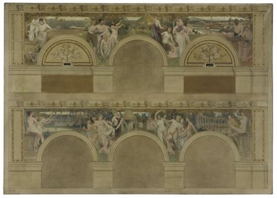 Sketch for one of the introductory salons of the Hôtel de Ville de Paris: Le Travail. Les Réjouissances. La Charité, in 1892 by Eugène Martial Simas