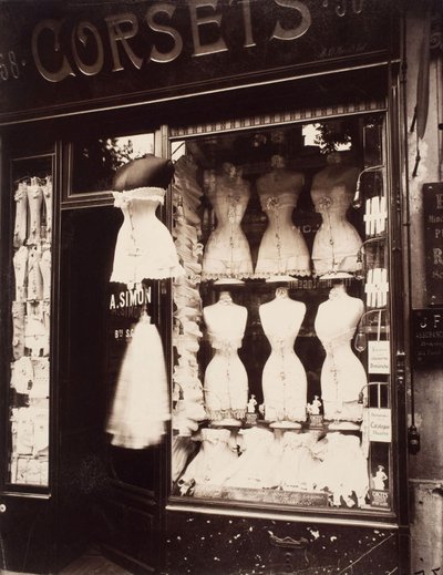 Corsets. Boulevard de Strasbourg, 1912 by Eugène Atget