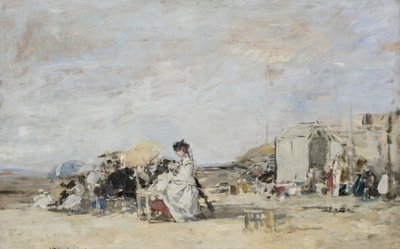 Lady in White on the Beach at Trouville by Eugene Louis Boudin