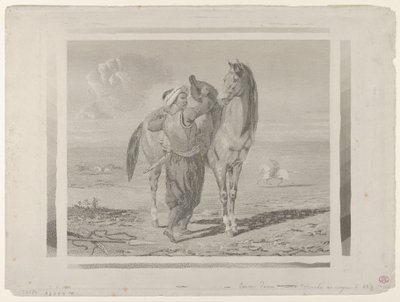 A Turk Saddling His Horse by Eugène Delacroix