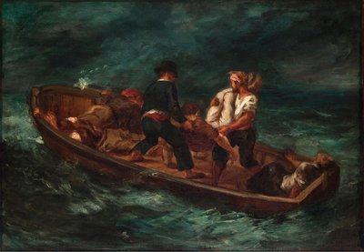 After the Shipwreck (Barge of Don Juan - Dead Body Thrown to the Sea) by Eugène Delacroix