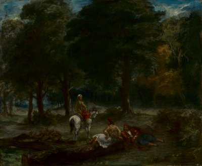 Greek Cavalry Men Resting in Forest by Eugène Delacroix