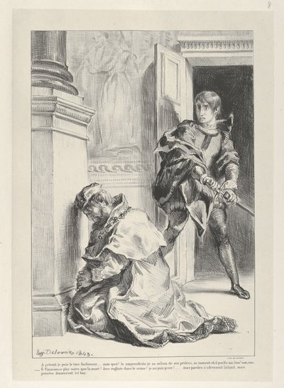 Hamlet Attempts to Kill the King by Eugène Delacroix