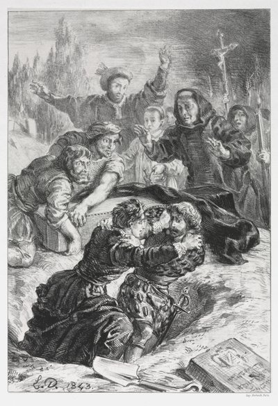 Hamlet: Hamlet and Laertes in the Grave of Ophelia by Eugène Delacroix