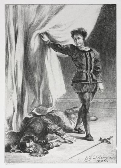 Hamlet: Hamlet and the Corpse of Polonius by Eugène Delacroix