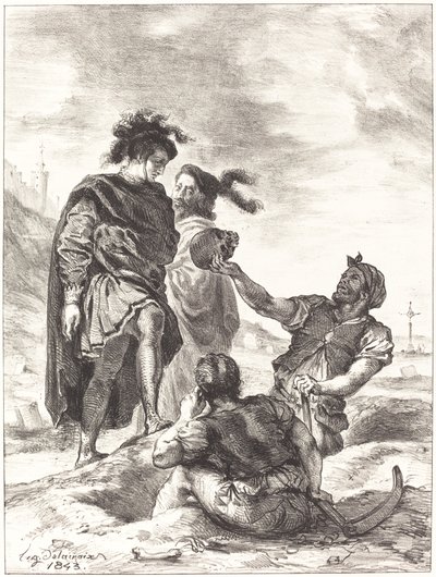 Hamlet and Horatio before the Gravediggers (Act V, Scene I) by Eugène Delacroix