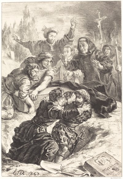 Hamlet and Laertes in the Grave of Ophelia (Act V, Scene I) by Eugène Delacroix