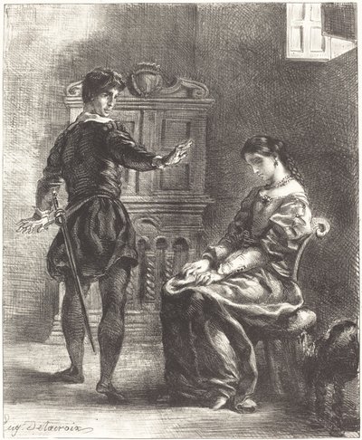Hamlet and Ophelia Act III, Scene I, 1834-1843 by Eugène Delacroix