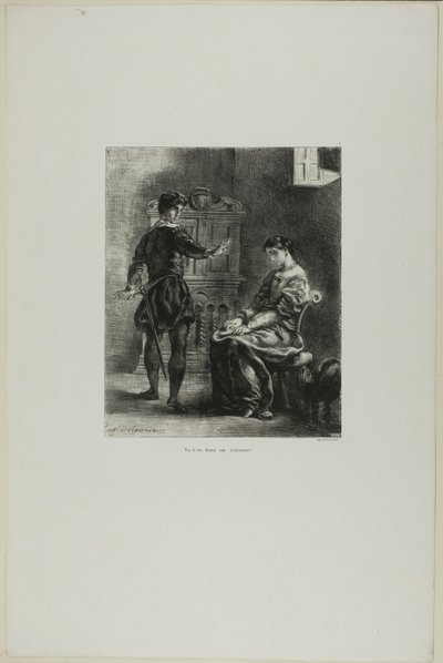 Hamlet and Ophelia, plate 5 from Hamlet by Eugène Delacroix