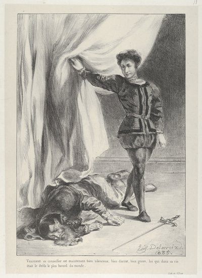 Hamlet and the Corpse of Polonius by Eugène Delacroix