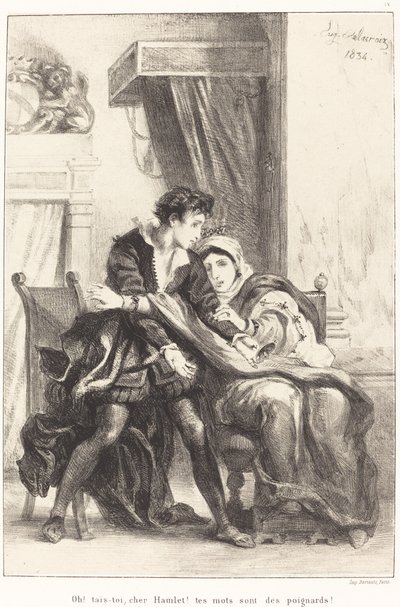 Hamlet and the Queen (Act III, Scene IV) by Eugène Delacroix