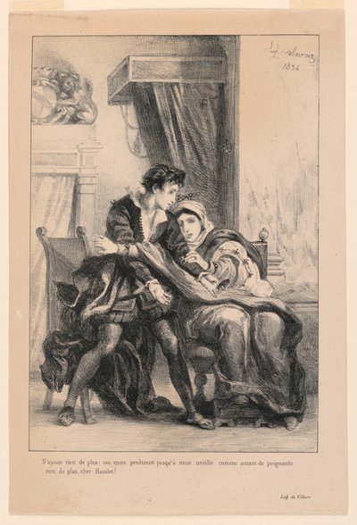 Illustration for Hamlet: Hamlet and the Queen (III,4) by Eugène Delacroix