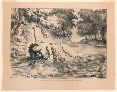 Illustration for Hamlet: The Death of Ophelia (IV, 7) by Eugène Delacroix