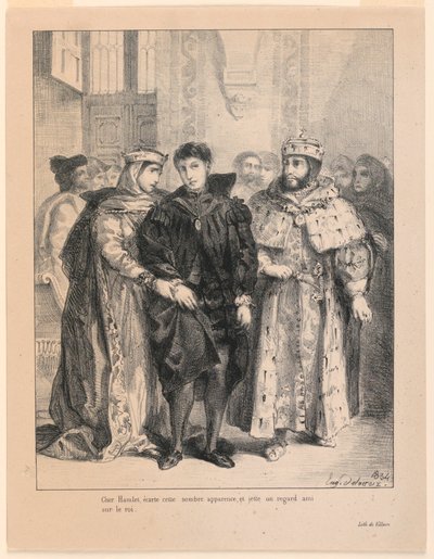 Illustration to Hamlet. The Queen Tries to Cheer Hamlet (I,2) by Eugène Delacroix