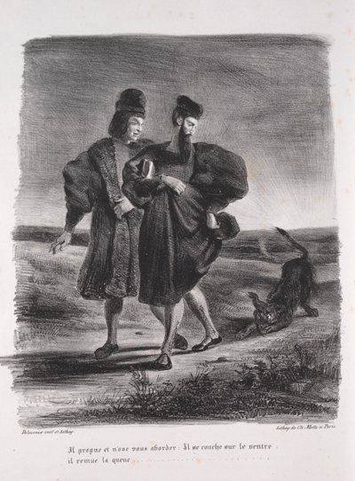 Illustrations for Faust: Faust, Mephistopheles and the Barbet by Eugène Delacroix
