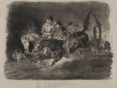 Illustrations for Faust: Faust and Mephistopheles Horse Riding on the Sabbath by Eugène Delacroix