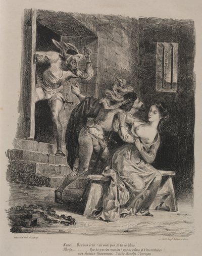 Illustrations for Faust: Faust in the Prison of Marguerite by Eugène Delacroix