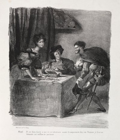 Illustrations for Faust: Mephistopheles is at Marthe by Eugène Delacroix