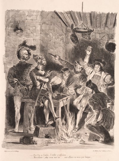 Illustrations for Faust: Mephistopheles in the Tavern of the Students by Eugène Delacroix