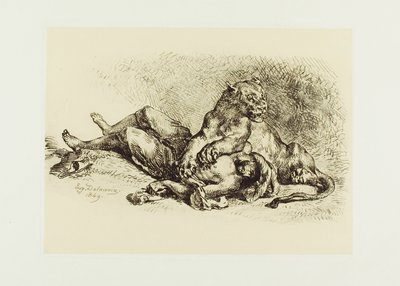 Lioness Tearing at the Chest of an Arab by Eugène Delacroix