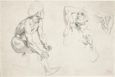 Male Nude Posing for Figures in the Frieze of War by Eugène Delacroix