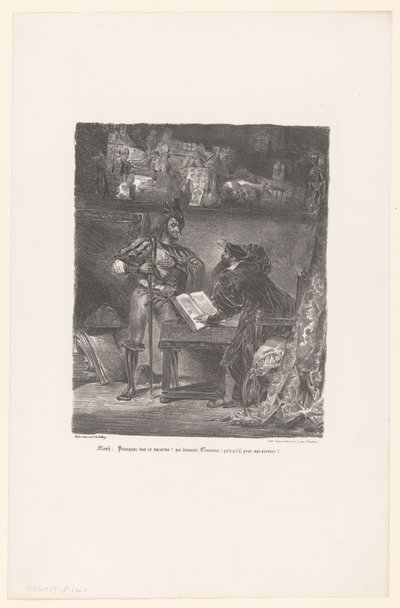 Mephisto Appears to Faust (Faust, Tragedy by M. de Goethe) by Eugène Delacroix