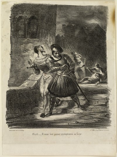 Mephistopheles and Faust Fleeing after the Duel by Eugène Delacroix
