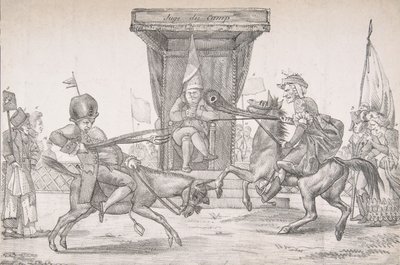 Polemical Duel between Lady Quotidienne and Sir Journal de Paris, 1821 by Eugène Delacroix