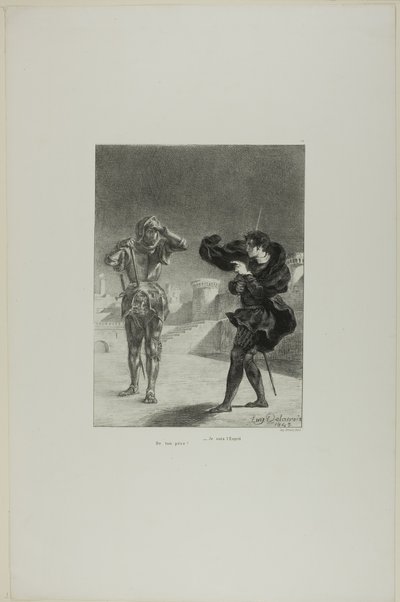 The Ghost on the Platform, plate 3 from Hamlet by Eugène Delacroix