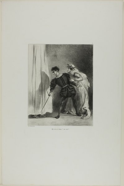 The Murder of Polonius, plate 9 from Hamlet by Eugène Delacroix
