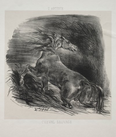 The Wild Horse, or Frightened Horse Leaving the Water by Eugène Delacroix