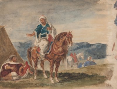 Three Arab Horsemen at an Encampment by Eugène Delacroix