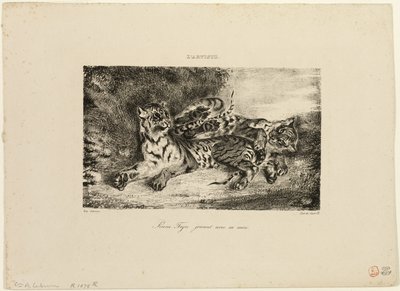 Young Tiger Playing with Its Mother by Eugène Delacroix