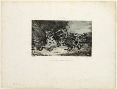 Young Tiger Playing with its Mother by Eugène Delacroix