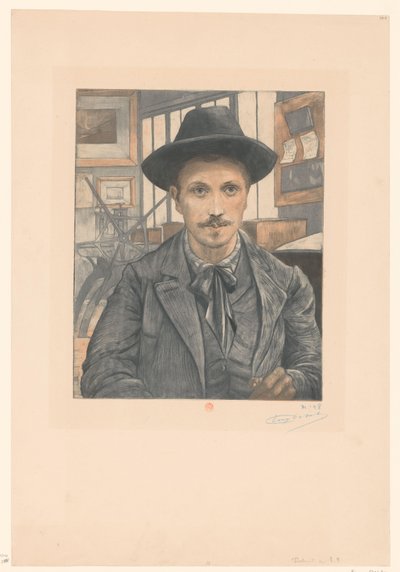 Self-Portrait of Eugène Delâtre by Eugène Delâtre (signed by artist)
