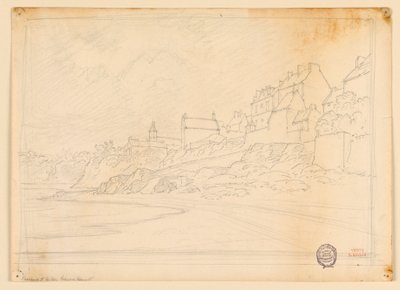 Houses of a Town at the Edge of a Rocky Shore by Eugène Edouard Soulès