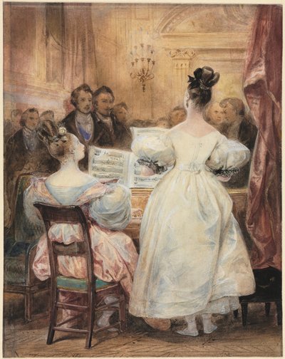 A Concert: Laura Devéria Singing by Eugène François Marie Joseph Devéria