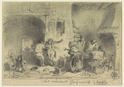 Inn Interior with Drunken Visitors Refusing to Pay by Eugène François de Block