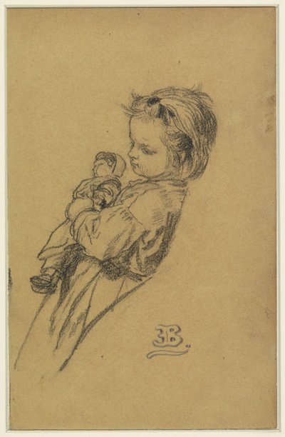 Portrait of Stéphania Maria Anna Isabella de Block-Loor, Standing with Doll by Eugène François de Block