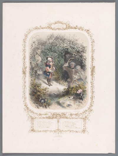 Two Lovers Greet Cupid (Week of Love) by Eugène Guérard