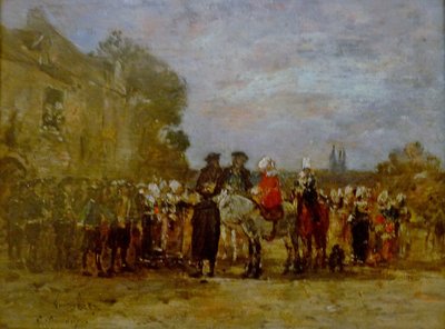 Wedding in Quimper by Eugene Louis Boudin