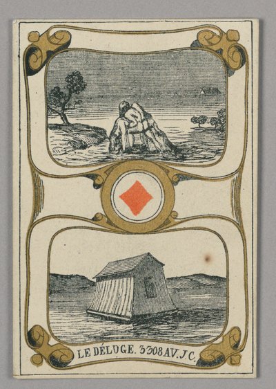 The Flood, Playing Card from Set of "Cartes héroïques" or "Des grands hommes" by Eugène Moreau