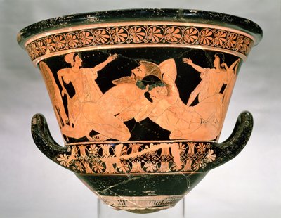 Attic red-figure calyx-krater depicting Herakles Wrestling with Antaeus, from Cervetri by Euphronios