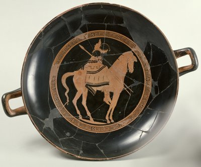 Attic red-figure cup depicting a rider on horseback by Euphronios