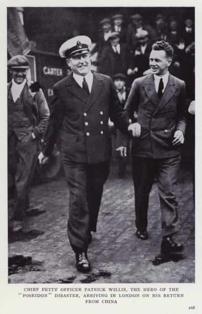Chief Petty Officer Patrick Willis, the Hero of the Poseidon Disaster, Arriving in London on His Return from China by European Photographer