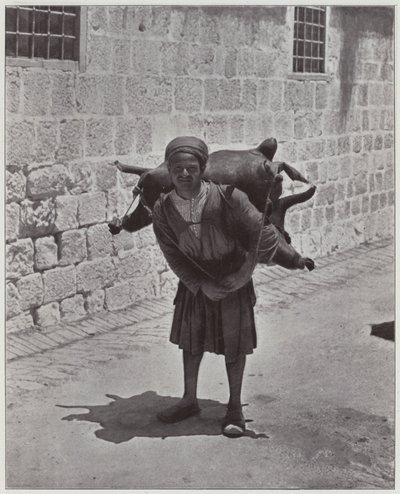 Jerusalem, a Water Bearer by European Photographer