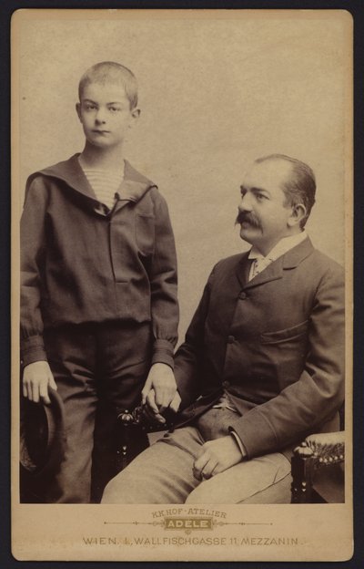 Portrait, King Milan Obrenovic of Serbia, with his son Alexander by European Photographer