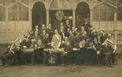 Portrait of a group of men, possibly a fencing club by European Photographer